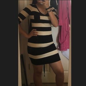 Black & Beige Striped Dress